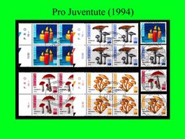 "Pro Juventute" Vollstempel-Serie mit Viererblöcken  (1994)