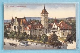 Zürich - Landesmuseeum - Strassenbahn - Tram - 1915