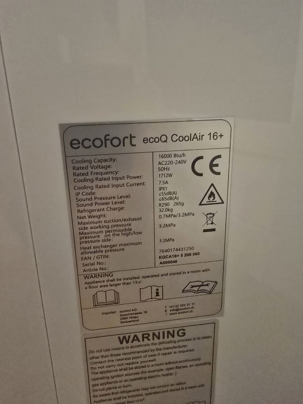 Ecofort Climatiseurs: Klimagerät ecofort ecoQ CoolAir 16+ – D'occasion à Riehen par StreetWear01 2