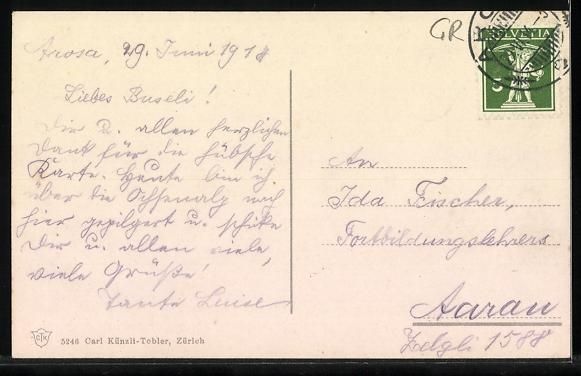 Cartoline postali: Arosa, Teilansicht mit Kirche und Gastha – Usato da Berlin venduto da bartko-reher 1