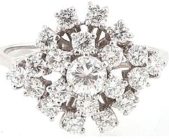 Grosser *Brillantring*  21 Brillanten 1,60 Kt TW