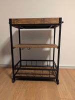 Servierwagen / Bar, aus Holz & Metall mit Rollen