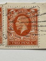 💂 King George V 👑 1935 Zwei Briefmarken: TWO PENCE 🕹️ UK