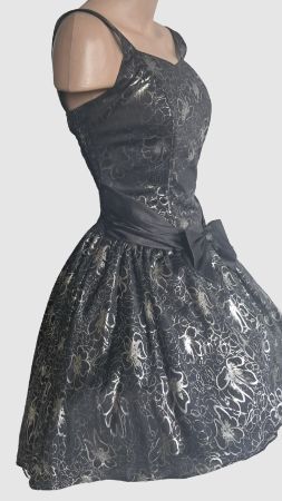 Cocktailkleid Vintage Gothic Petticoat schwarz silber Gr M/L