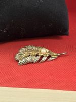 Feder Broche vintage  Silberfarben mit Perle