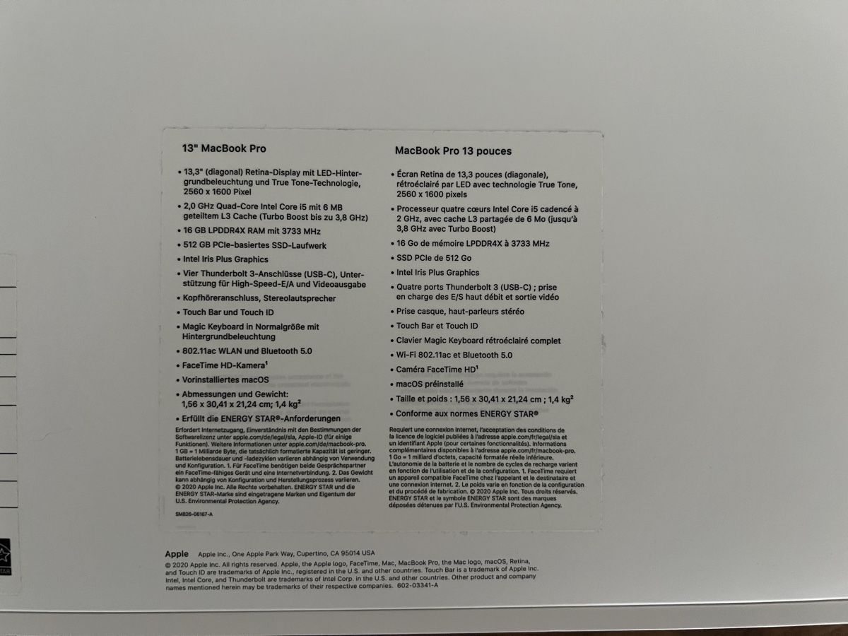 Apple Portables: 13" MacBook Pro 2020 (Intel Core i5) – D'occasion à Zürich par Daniiii167 2