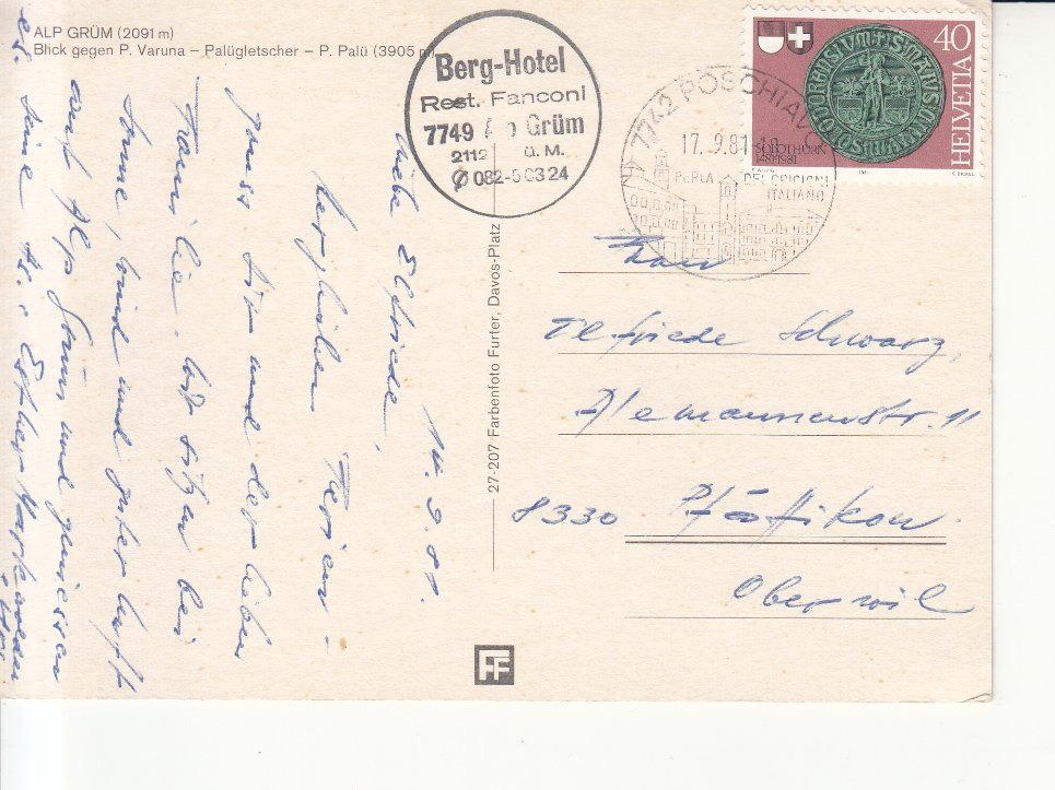 Cartoline postali: Grüm Alp 1981 – Usato da Bürglen TG venduto da StampGraf 1