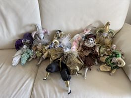 Porzellanpuppen Set Harlekin Pierrot 10 Stück gebraucht