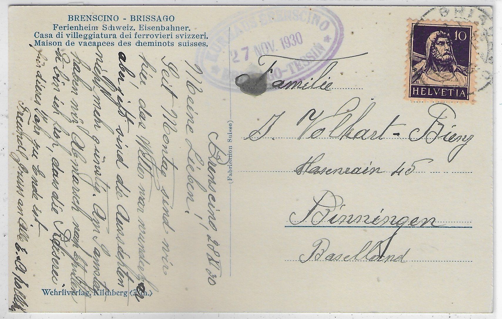 Cartoline postali: Kurhaus Brenscino - Brissago – Usato da Ettingen venduto da Kartenplanet 1