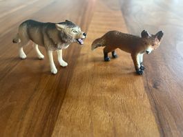 Schleich Figuren Wolf und Fuchs zusammen