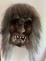 Maske Fasnacht Holz mit Haaren und Zähnen ungebraucht