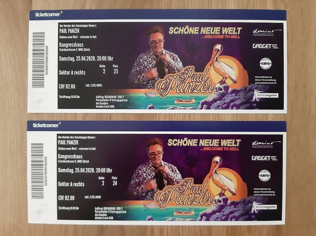 Biglietti: Paul Panzer – Usato da Beinwil am See venduto da Dennys