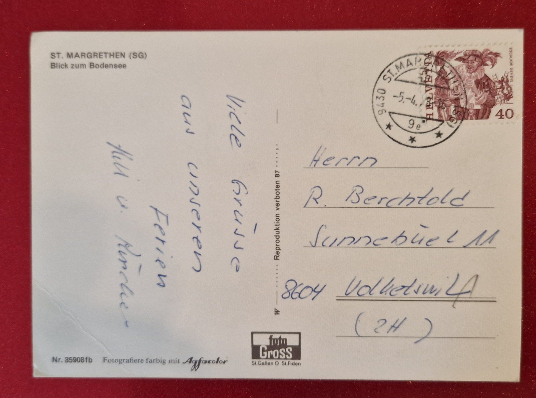 Ansichtskarten: St. Margrethen SG, Blick zum Bodensee 1978 – Gebraucht aus Melchnau von Fishel 1