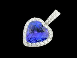 Tansanit 9.8ct Herz Brillanten 1.3c Anhänger 18k 18mm *S2318