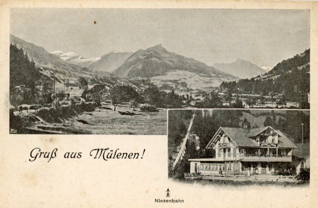 Cartoline postali: Mülenen   BE   mit Niesenbahn - Talstation – Usato da Brig venduto da Valcards54