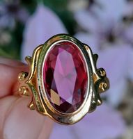 Nachgemachter Antik Style Ring vergoldet mit Glasstein