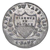 1 Batz 1829 Vaud, ss+ - vorz., schön irisierende Patina