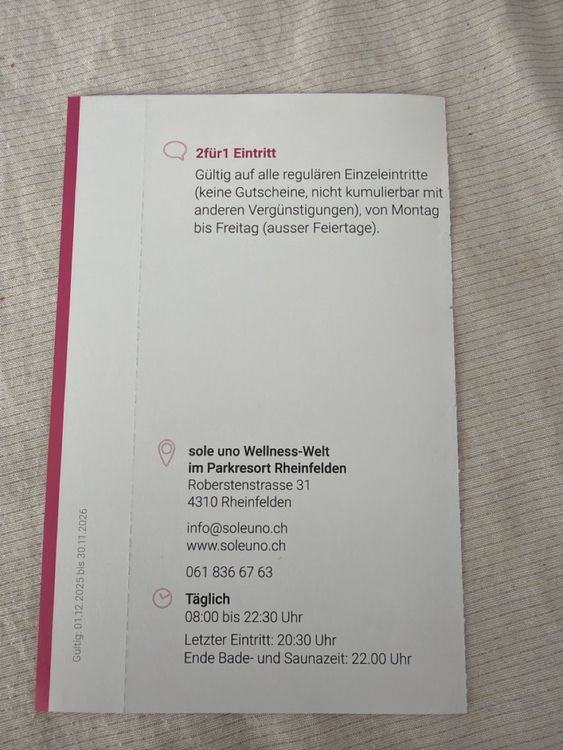 Sole Uno Rheinfelden 2 für 1 Wellness Eintritt bis 2026! (Neu (gemäss ...