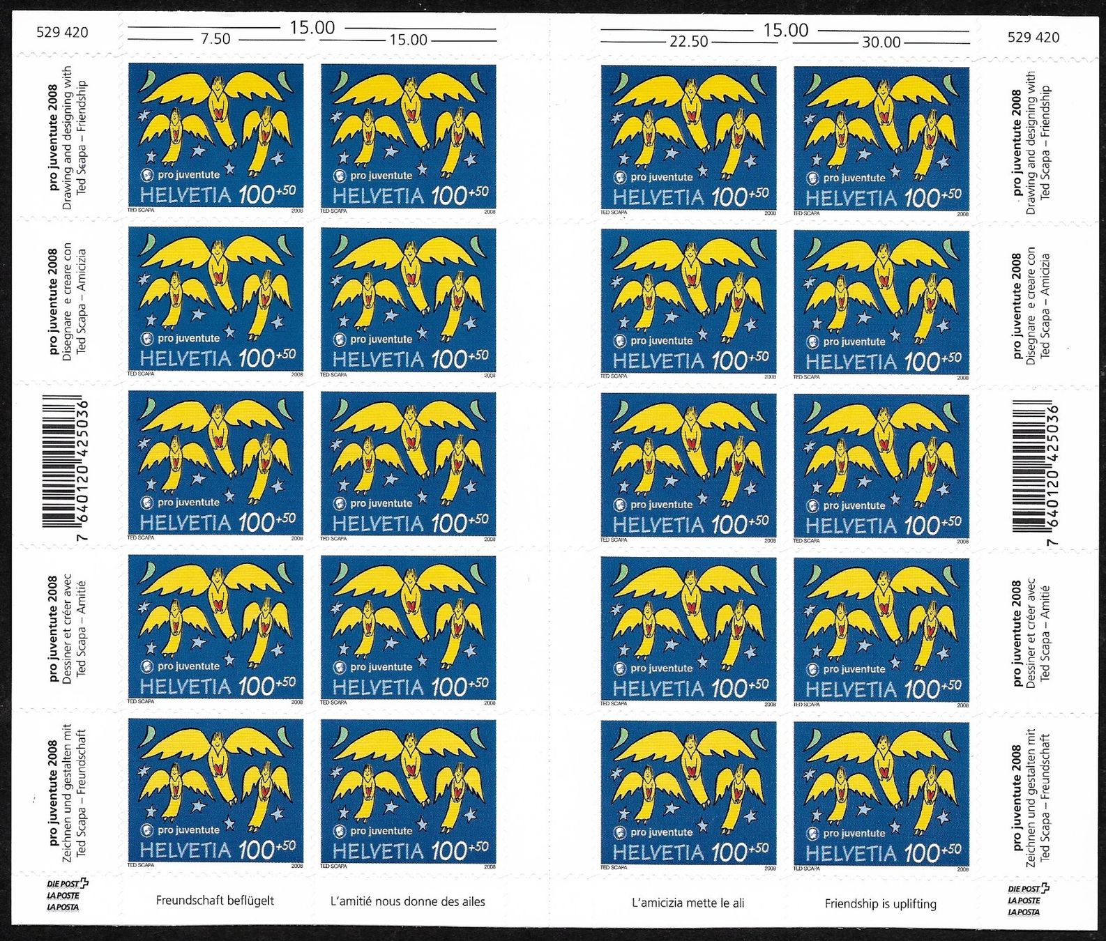 Alle Briefmarken: PJ 2008 Zierbogen mit Zwischensteg Serie ** SBK 2'000.- – Neu und originalverpackt aus Zürich von Alain-Phila 4