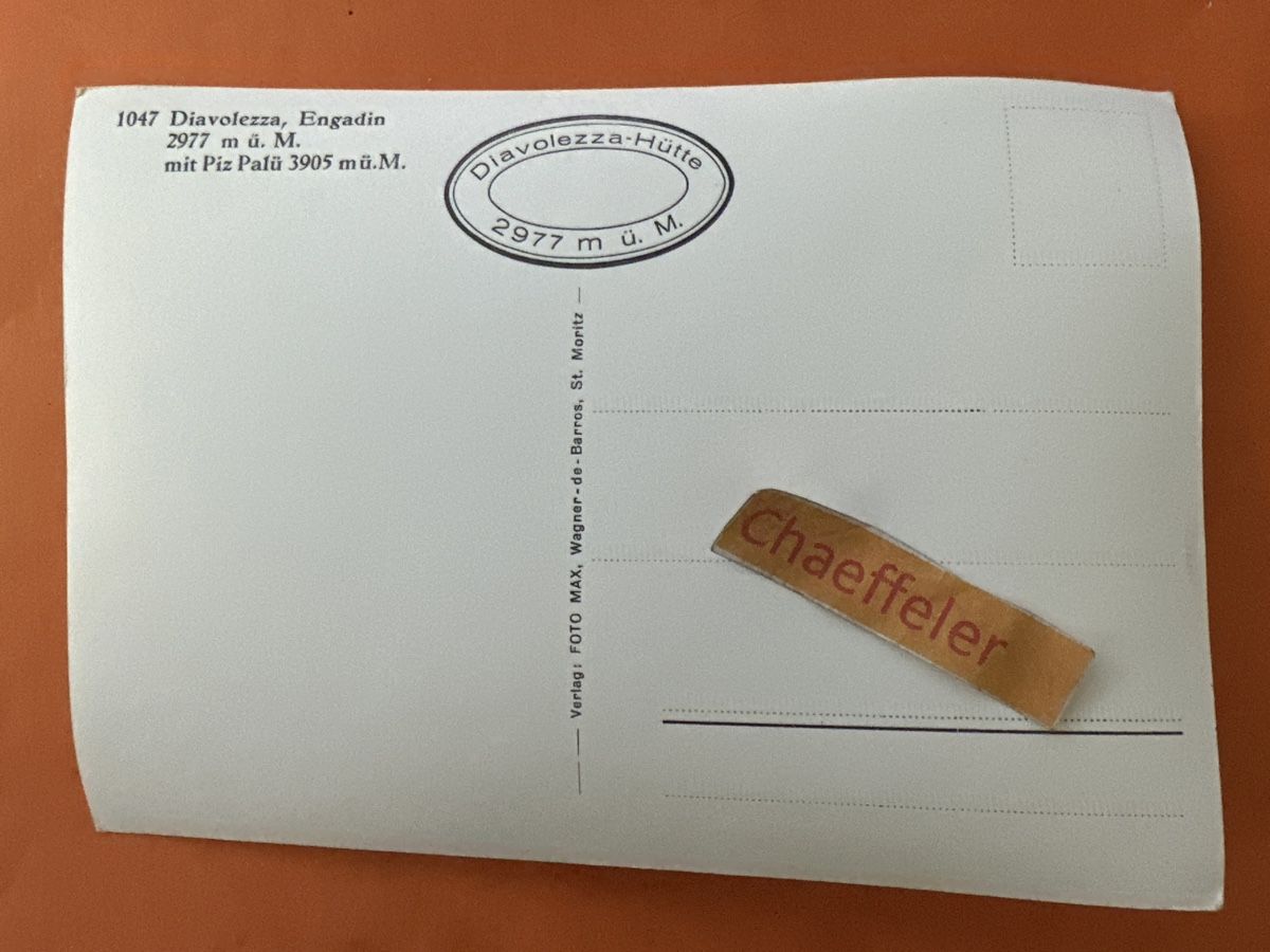 Cartoline postali: 1047 Diavolezz,  Engadin mit Piz Palü. – Usato da Zürich venduto da Chaeffeler 1