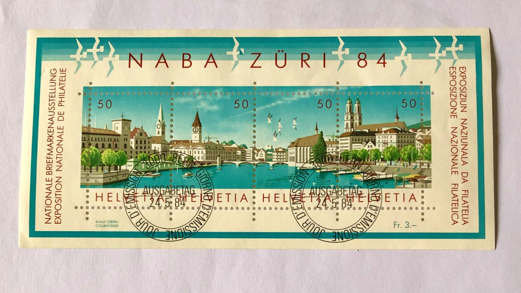 Tutti i francobolli: Bogen mit Stempel 1984 1NABA Briefmarkenausstellung    – Usato da Aarau venduto da Billa007