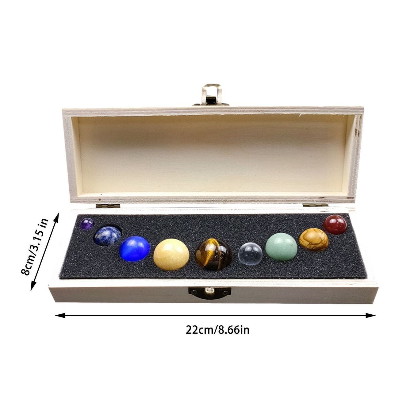 Tutte le decorazioni: EDELSTEINE SONNENSYSTEM - 9 PLANETEN - MIT HOLZBOX – Nuovo e nell'imballaggio originale da Kriens venduto da swissgadget 3
