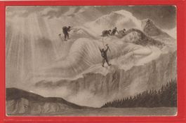 Jungfrau   -   alte Jux-Ansichtkarte mit Bergsteiger