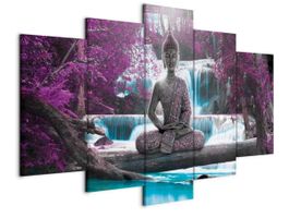 5-tlg Leinwandbild auf Keilrahmen – Buddha 100x200cm XXL