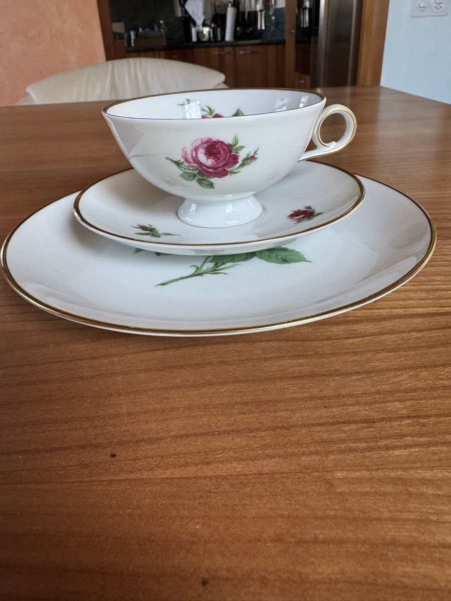 Kaiser Set di piatti: Kaiser Teetasse mit Dessertteller Rosen – Usato da Therwil venduto da rowe-spezial 7
