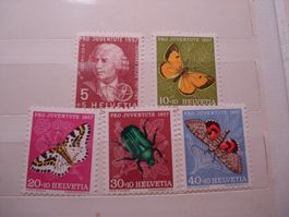 Satz Pro Juventute 1957 , **, Schmetterlinge
