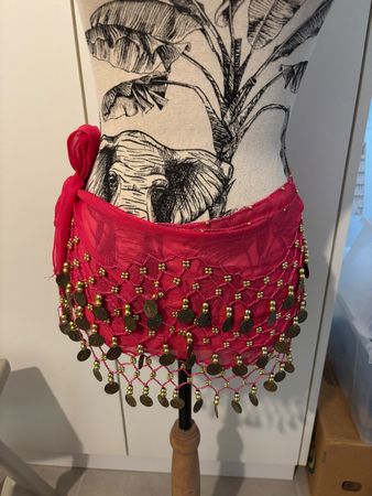 lot de Ceinture de danse du ventre rose avec monnaies
