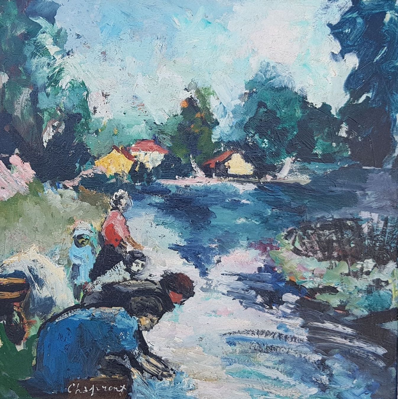 Dipinti: huile, Les lavandières par Chapront – Nuovo (secondo la descrizione) da Lausanne venduto da leneko 1