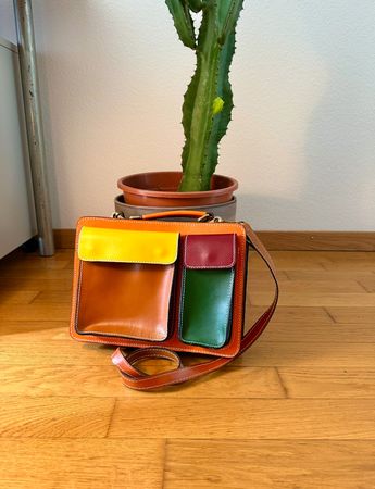 Wunderschöne Vintage Lederhandtasche der Marke Vera Pelle