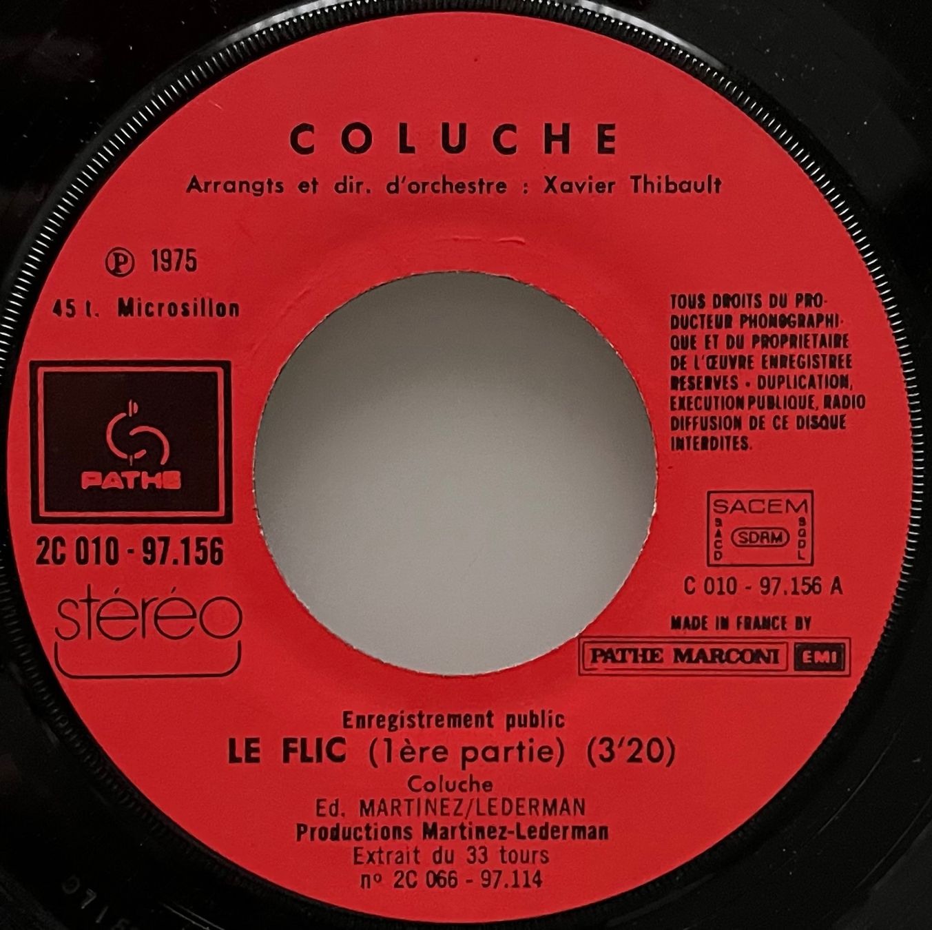 Vinyles: COLUCHE - LE FLIC – D'occasion à Bussigny par vinyl-pas-cher 2