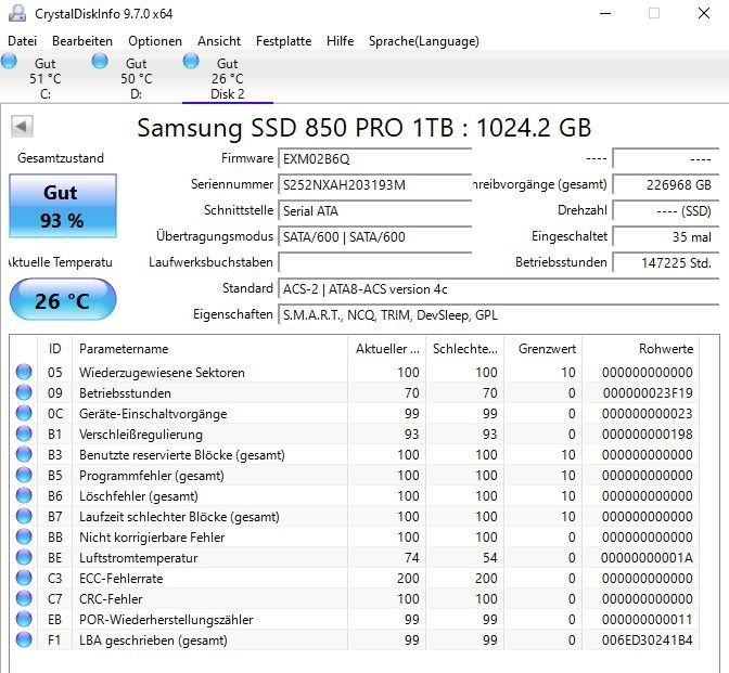 Samsung Disques durs: Samsung SSD 850 Pro 1.0TB – D'occasion à Gossau SG par luuuda_chris 2