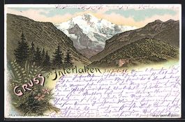 Litho Interlaken, Panorama mit Hotel