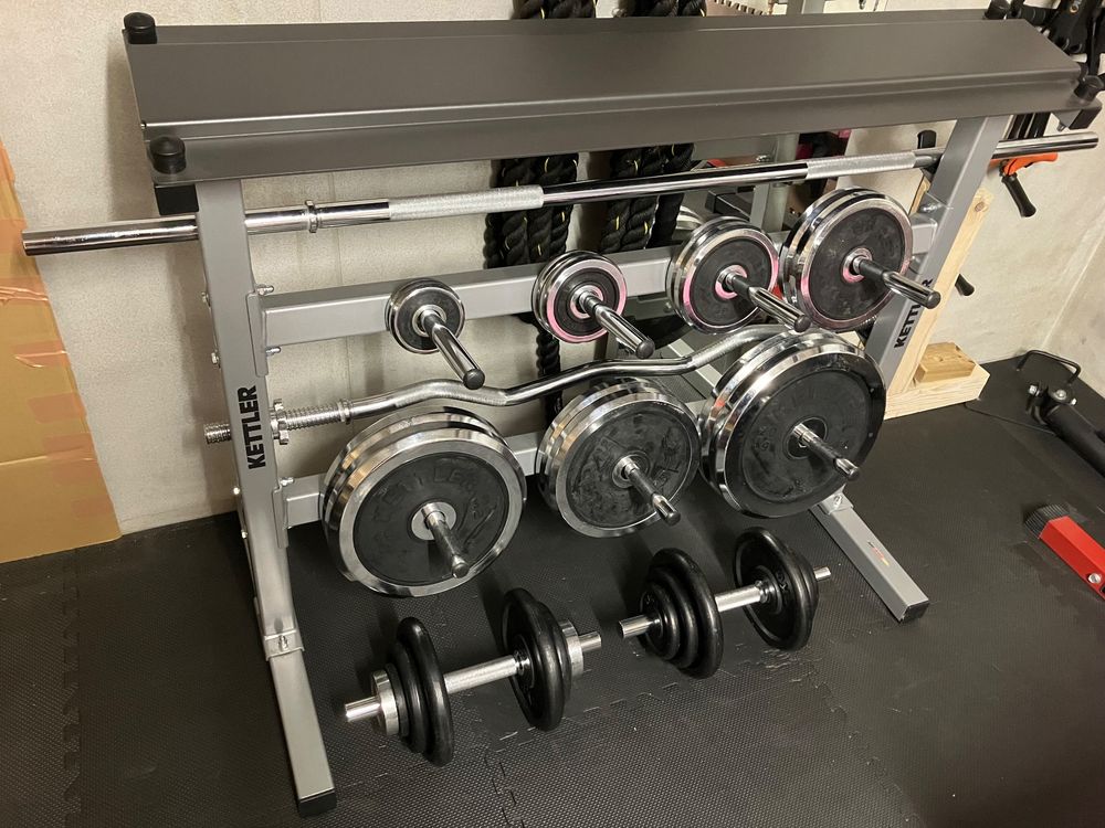 Kettler Hantelständer, -bank, -stangen, -set inkl. 142.5 kg (Gebraucht ...