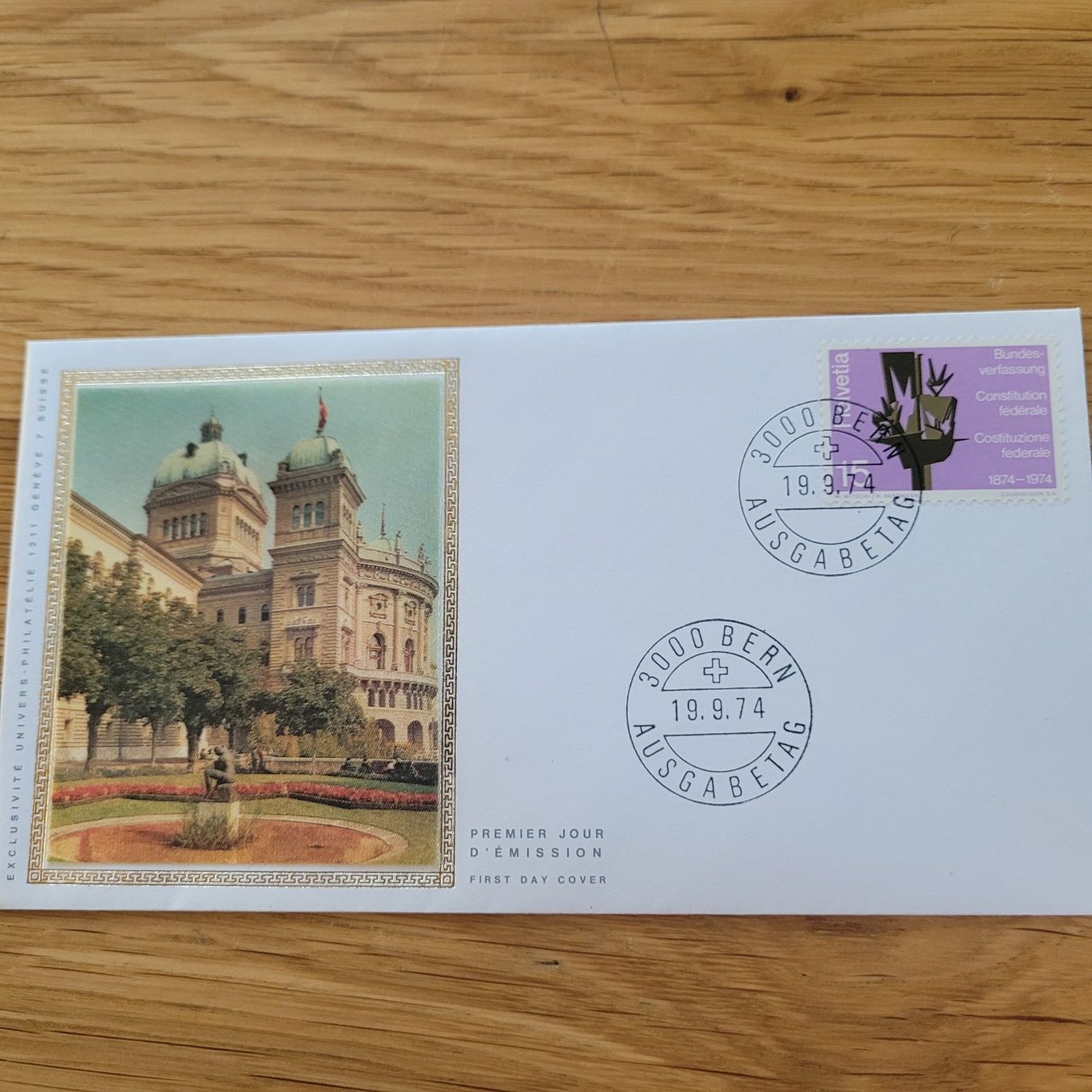 Tutti i francobolli: FDC mit Seidenbild 1974 Bern – Usato da Biel/Bienne venduto da Destockweb