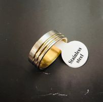 Edelstahlring, Gold/Silber Design - Grösse 19
