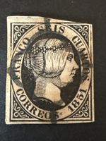 Timbre rare Correos 1851 6 cuartos état moyen