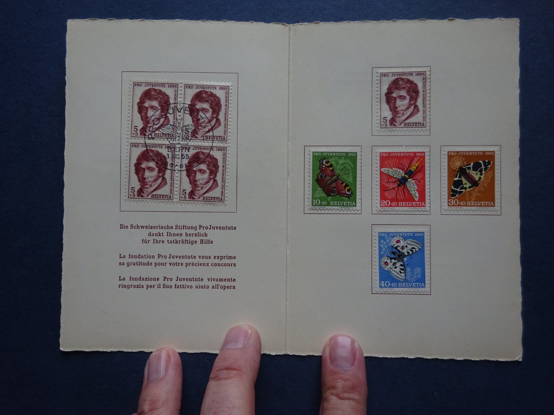 Alle Briefmarken: 1955 Pro Juventute Geschenk Folder, kleine Auflage – Gebraucht aus Appenzell-Steinegg von adi1975 2