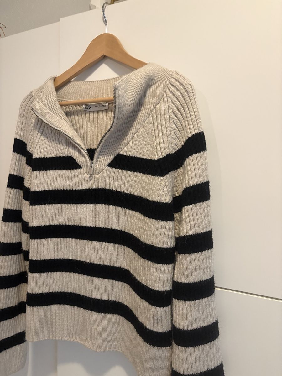 Zara Pullover & Sweatshirts: Pull Zara rayé avec fermeture éclair beige noir taille L – Gebraucht aus Pully von kaba07 2