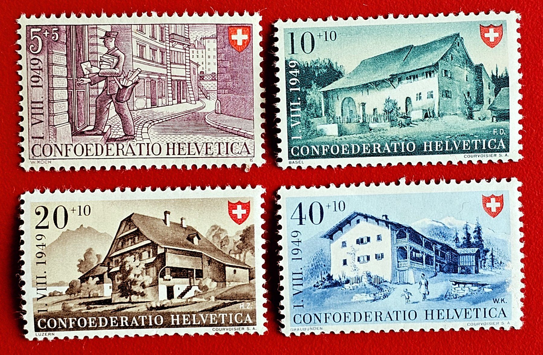 Tutti i francobolli: PRO PATRIA SATZ 42 - 45 1949** POSTFRISCH – Nuovo (secondo la descrizione) da Düdingen venduto da Quartierstrasse