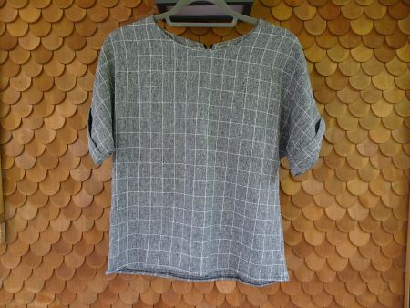 Grau-Weiss karierte Bluse Gr. XS - 2407124