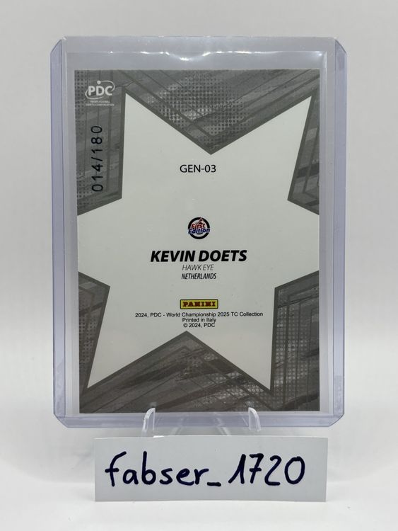 2025 Panini PDC WM Darts Kevin Doets Next Gen 14/180 Kaufen auf Ricardo