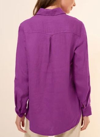 Cecil Leinen Pulli Bluse Hemdbluse XXL Leinen 44 46 Violett