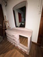 Vintage Schminkkommode mit Spiegel – Shabby Chic rosa 