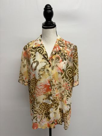 Sommermann Bluse Kurzarm Vintage Muster Gr. 40 Leo Blumen