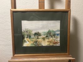 Schönes, stimmungsvolles Aquarell aus dem Jahr 1988 Signiert
