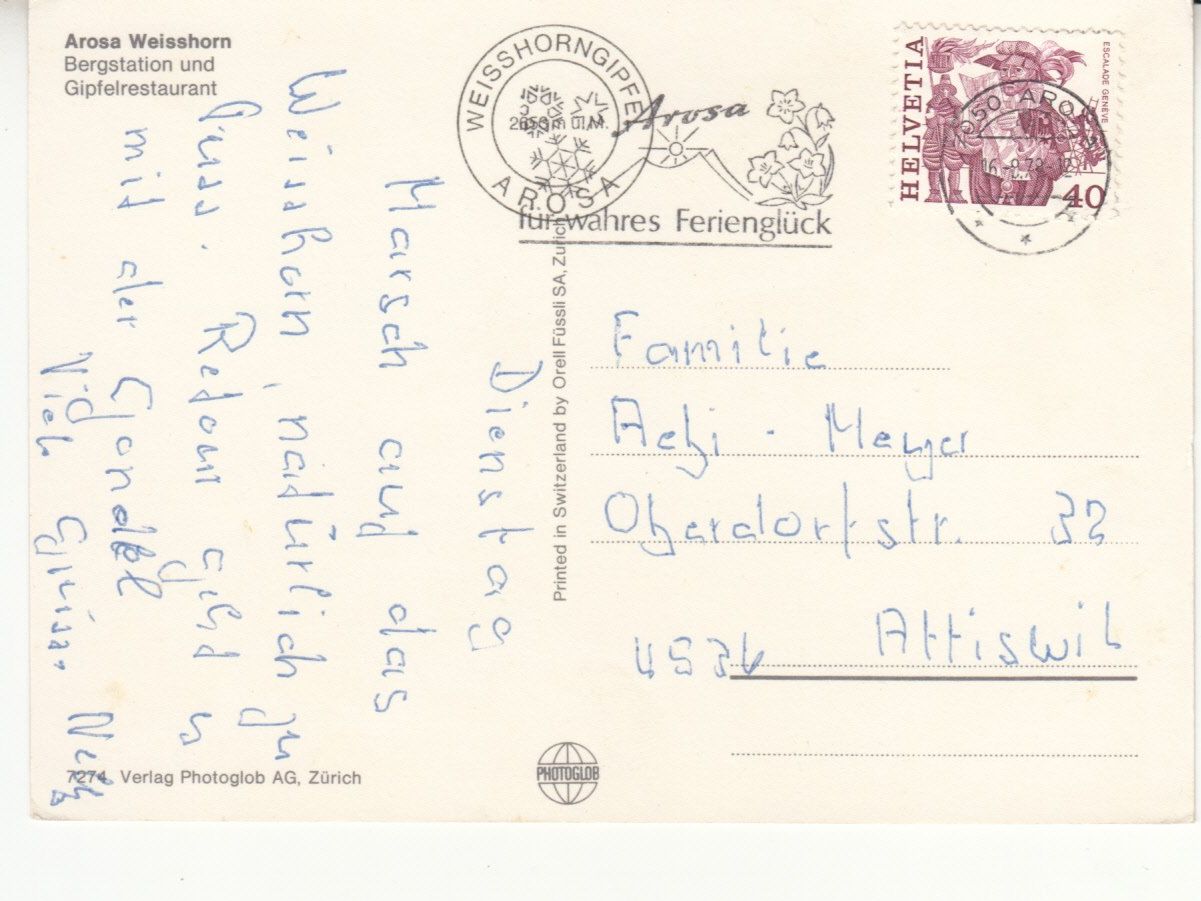 Cartoline postali: Weisshorn 1978 – Usato da Bürglen TG venduto da StampGraf 1